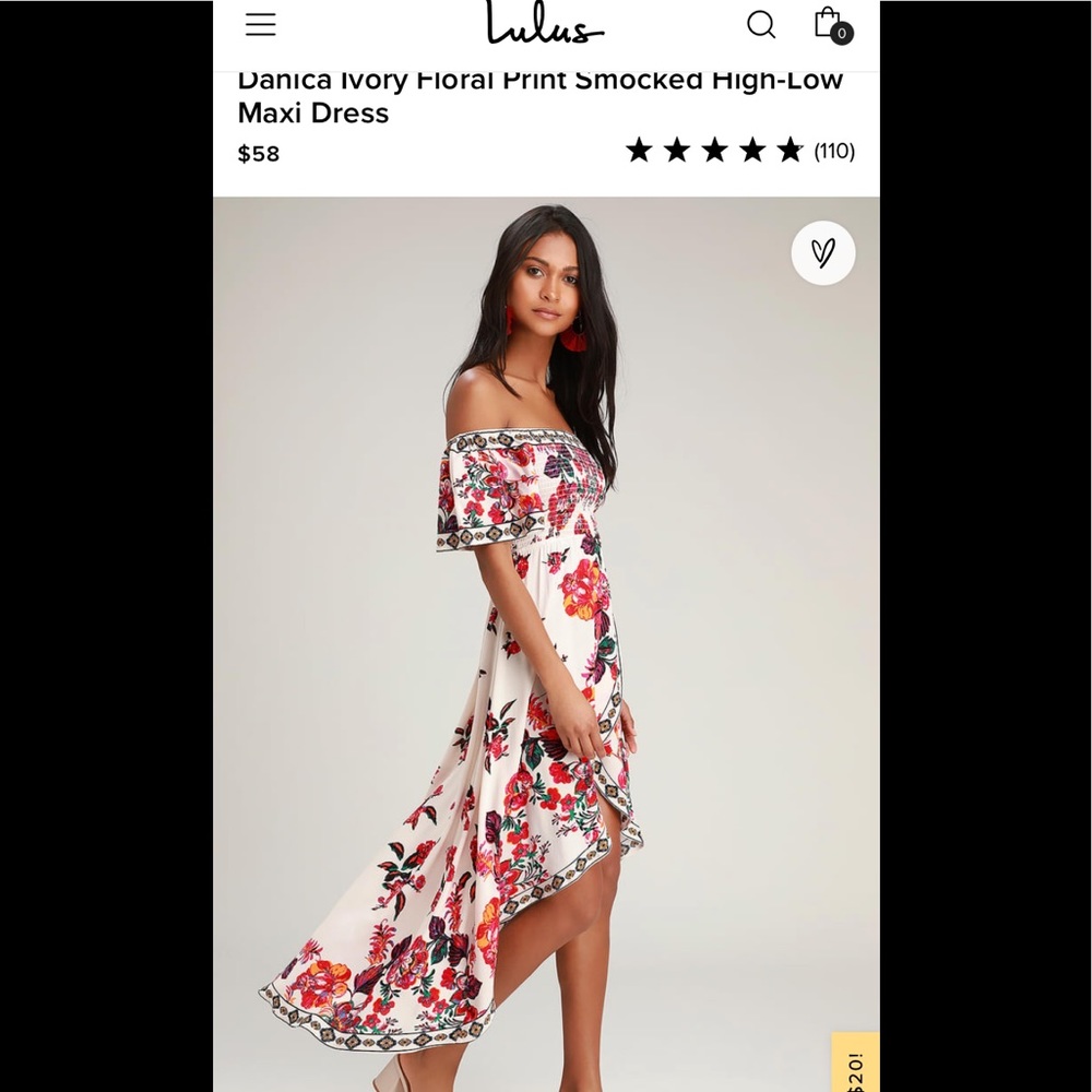 Lulu’s high low floral maxi dress size medium